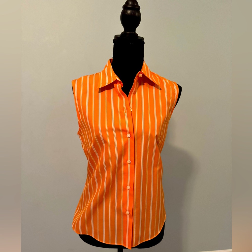 Orange Striped Sleeveless Top